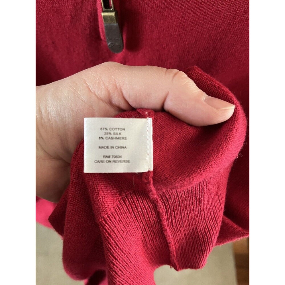 Orvis Sweater Mens Size Large Red 1/4 Zip Silk Cashmere Blend Long Sleeve - Picture 6 of 7